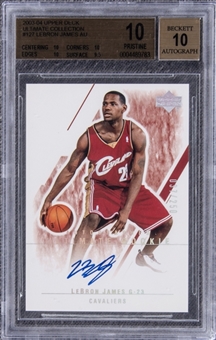 2003-04 Ultimate Collection #127 LeBron James Signed Rookie Card (#037/250) - BGS PRISTINE 10/BGS 10